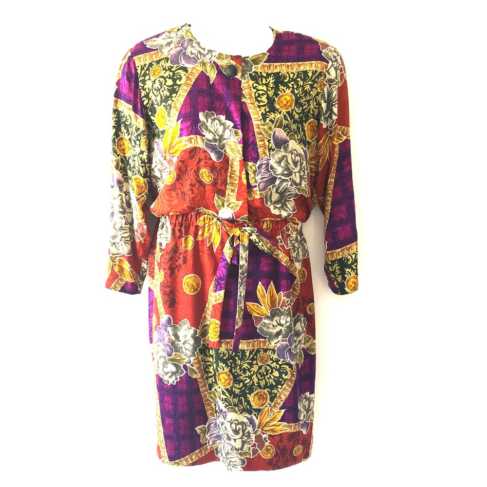 VTG WOMEN’S DRESS NIPON BOUTIQUE 100%SILK SIZE 10 FLORAL